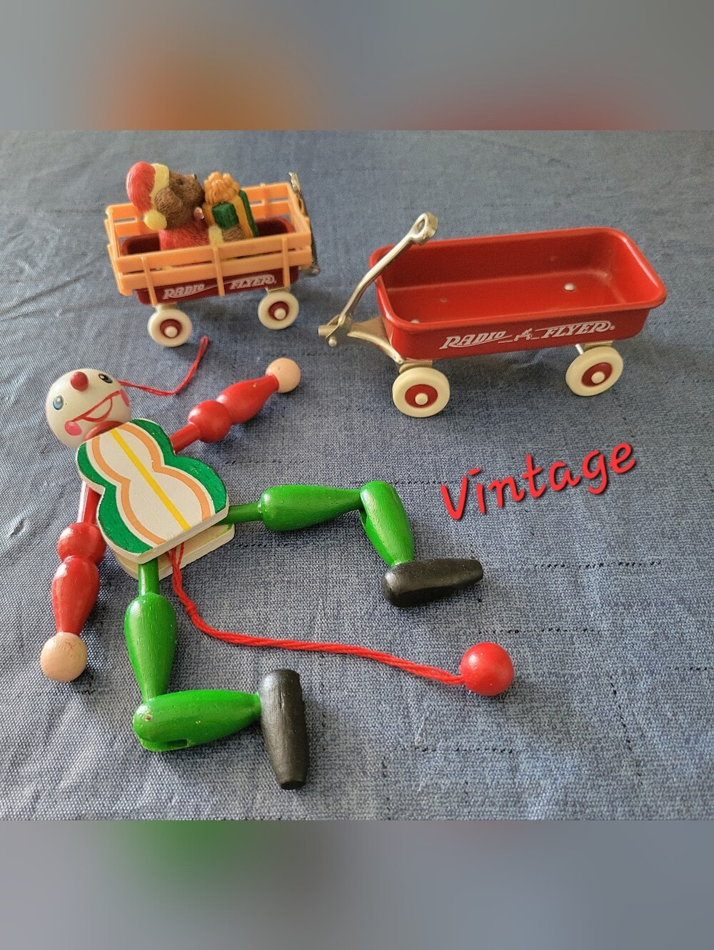 Vintage Radio Flyer Wagons & Pull String Jumping Jack EUC
